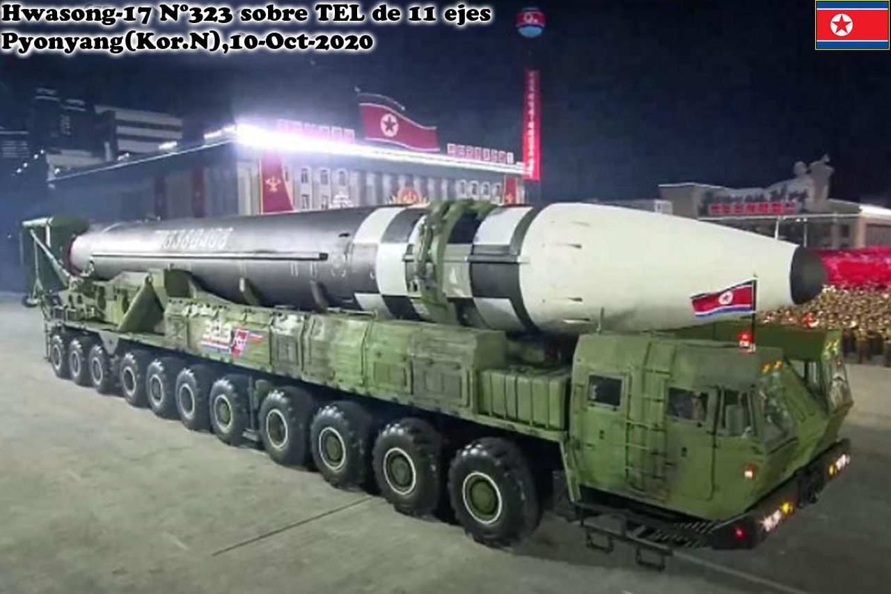 A North Korean ballistic missile on a launcher at a 2020 parade in Pyongyang (file photo)