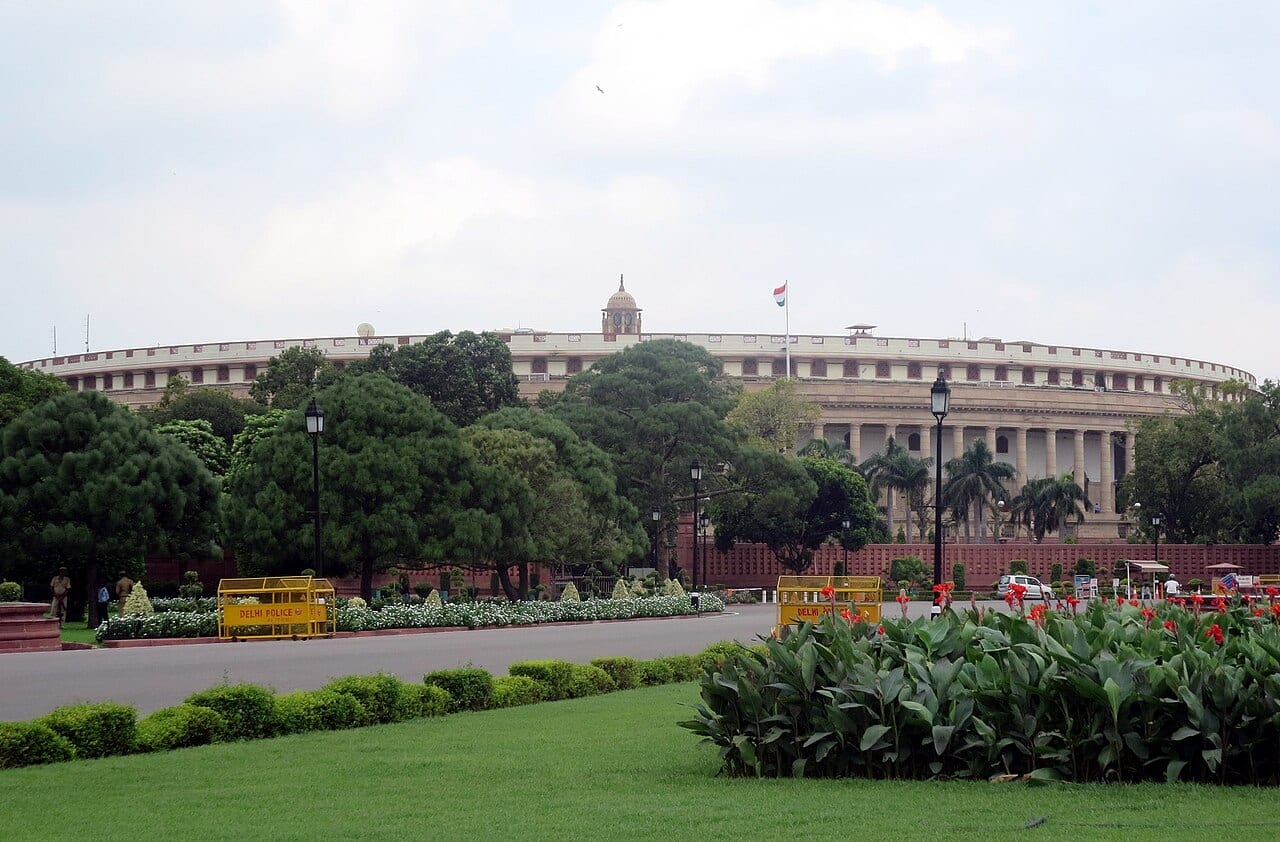 The old Parliament House, now Samvidhan Sadan, in New Delhi