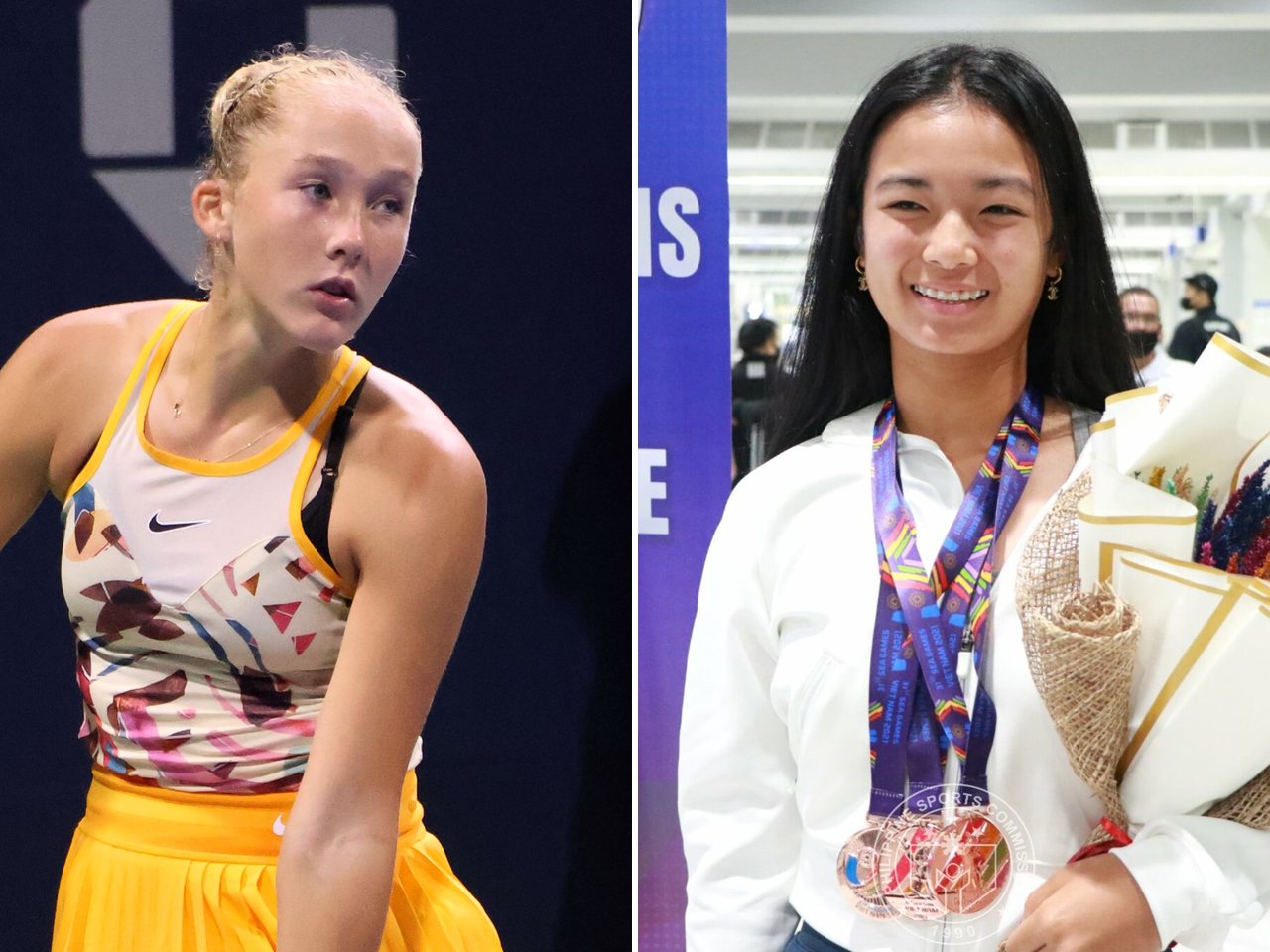 Russian tennis player Mirra Andreeva and Filipino tennis player Alexandra Eala (file photos)