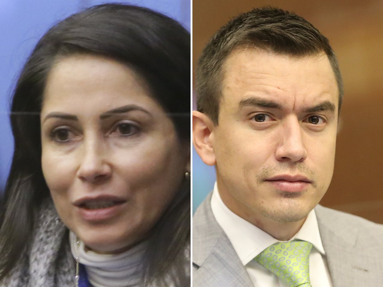 Ecuadorian opposition leader Luisa González and President Daniel Noboa (file photos)