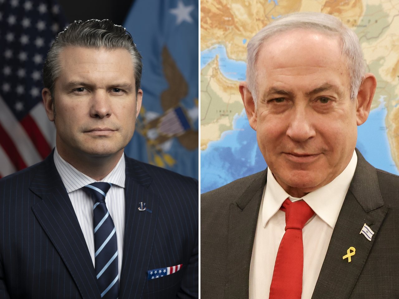 US Defense Secretary Pete Hegseth and Israeli Prime Minister Benjamin Netanyahu (file photo)