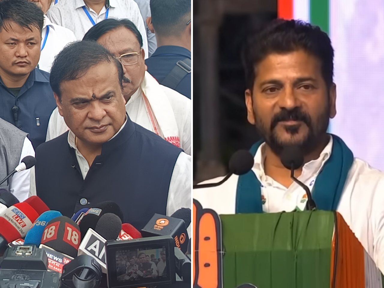 Assam CM Himanta Biswa Sarma and Telangana CM Revanth Reddy (file photos)