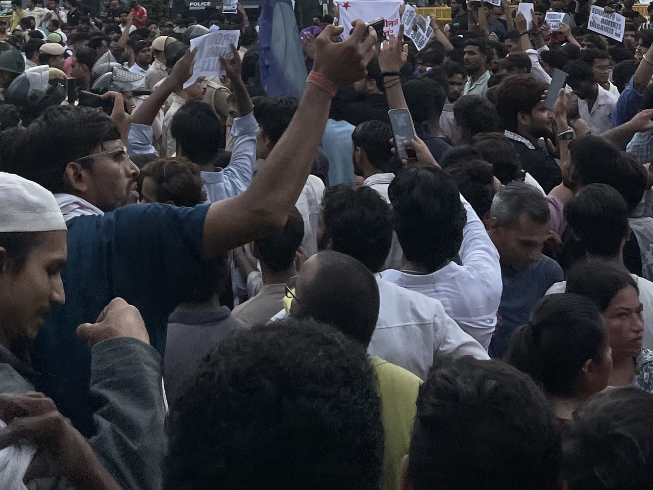 Protesters with the tricolour in New Delhi (file photo)