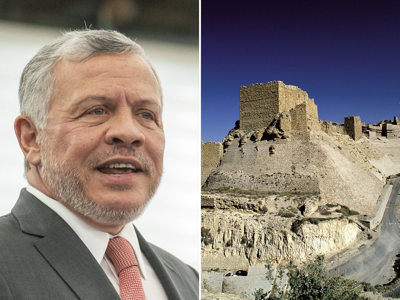 King Abdullah II of Jordan and Karak Castle (file photo)