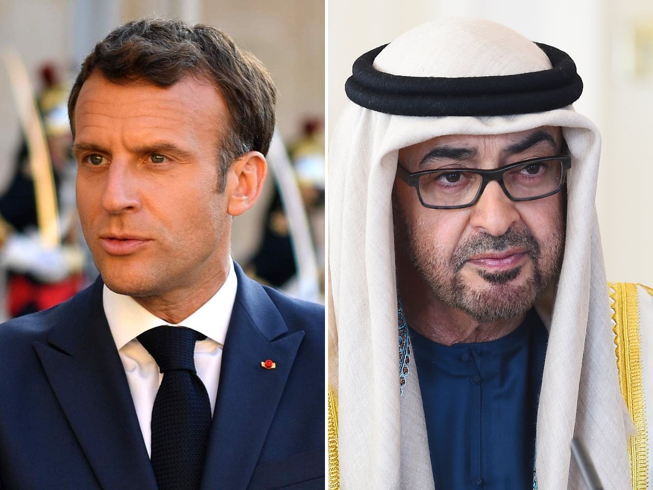 French President Emmanuel Macron and UAE President Sheikh Mohamed bin Zayed Al Nahyan (file photo)