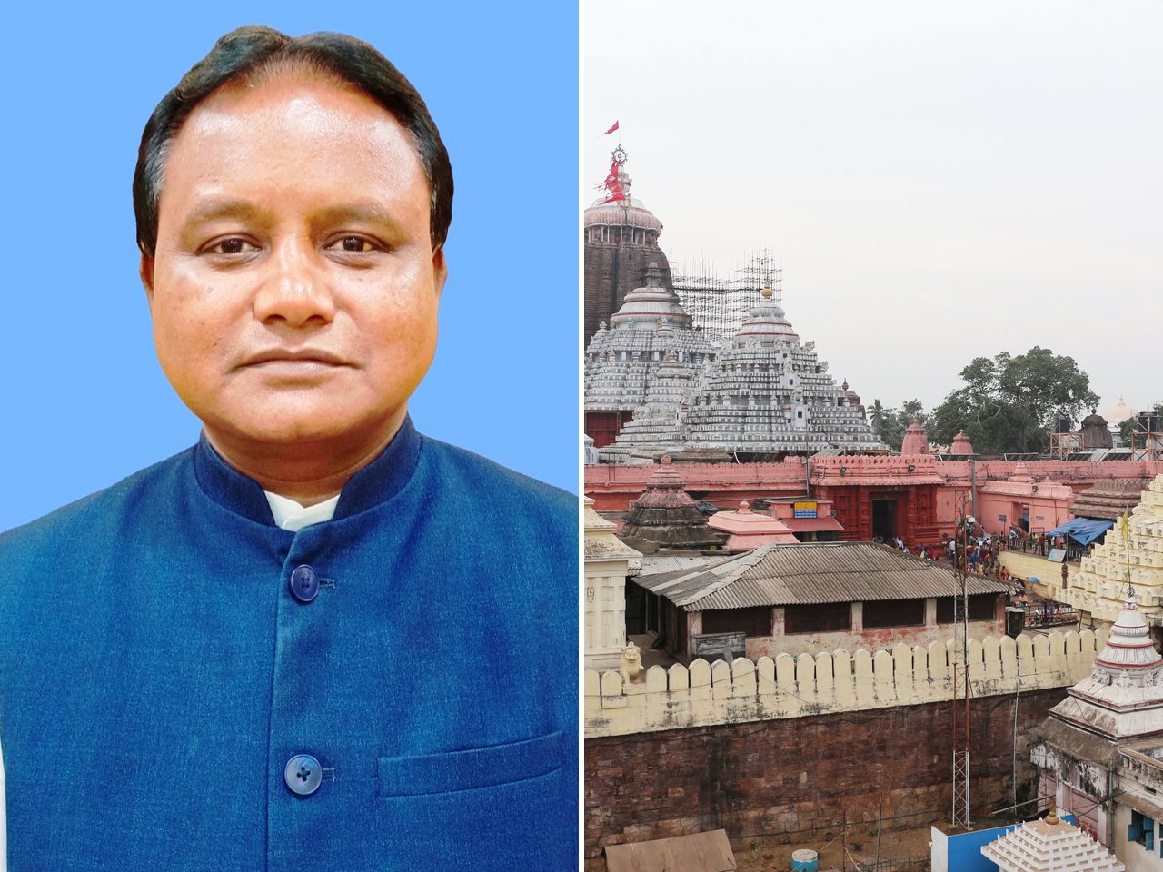 Odisha Chief Minister Mohan Charan Majhi and Jagannath Temple, Puri (file photos)