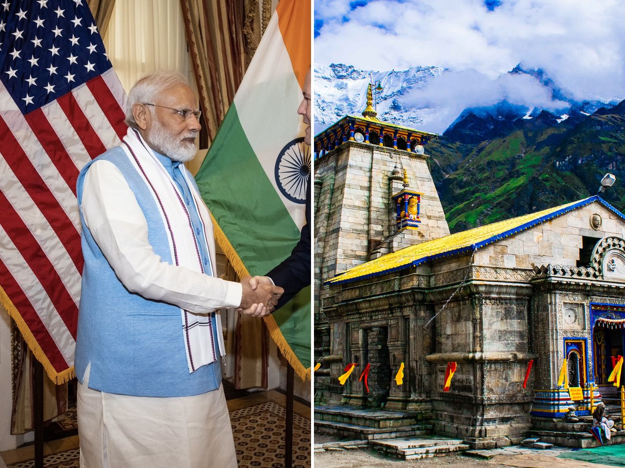 प्रधानमंत्री नरेंद्र मोदी और केदारनाथ मंदिर (फ़ाइल फ़ोटो)