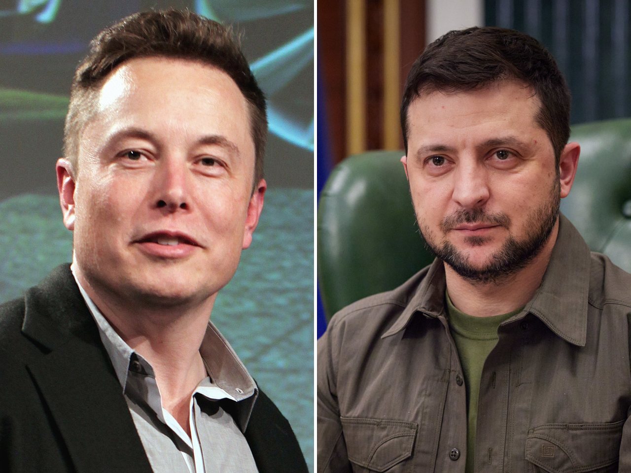 Elon Musk and Ukrainian President Volodymyr Zelenskyy (file photos)