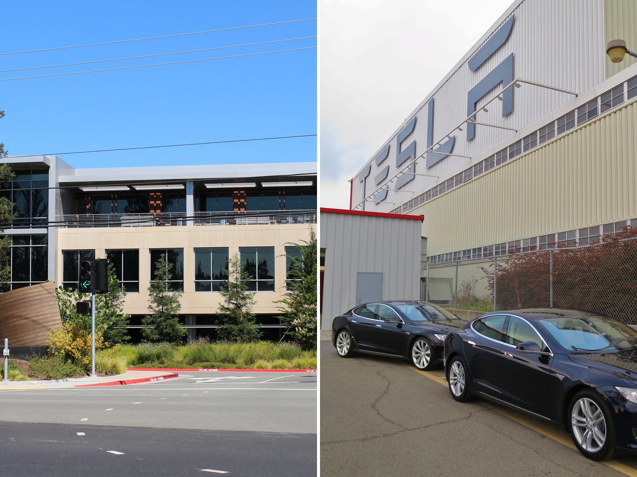 Netflix's headquarters in Los Gatos and Tesla's factory in Fremont, California (file photo)