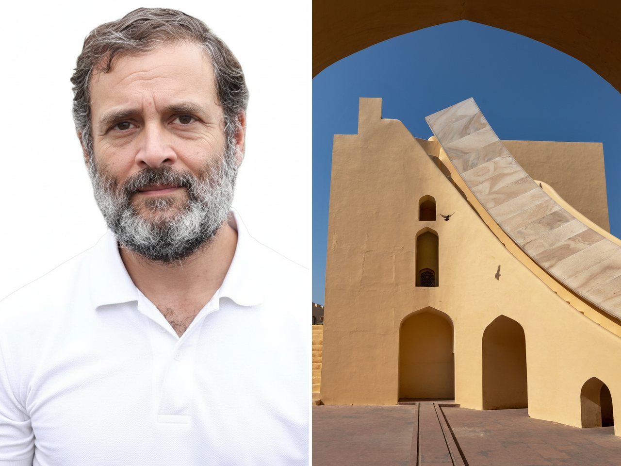 Congress leader Rahul Gandhi and Jantar Mantar, New Delhi (file photos)
