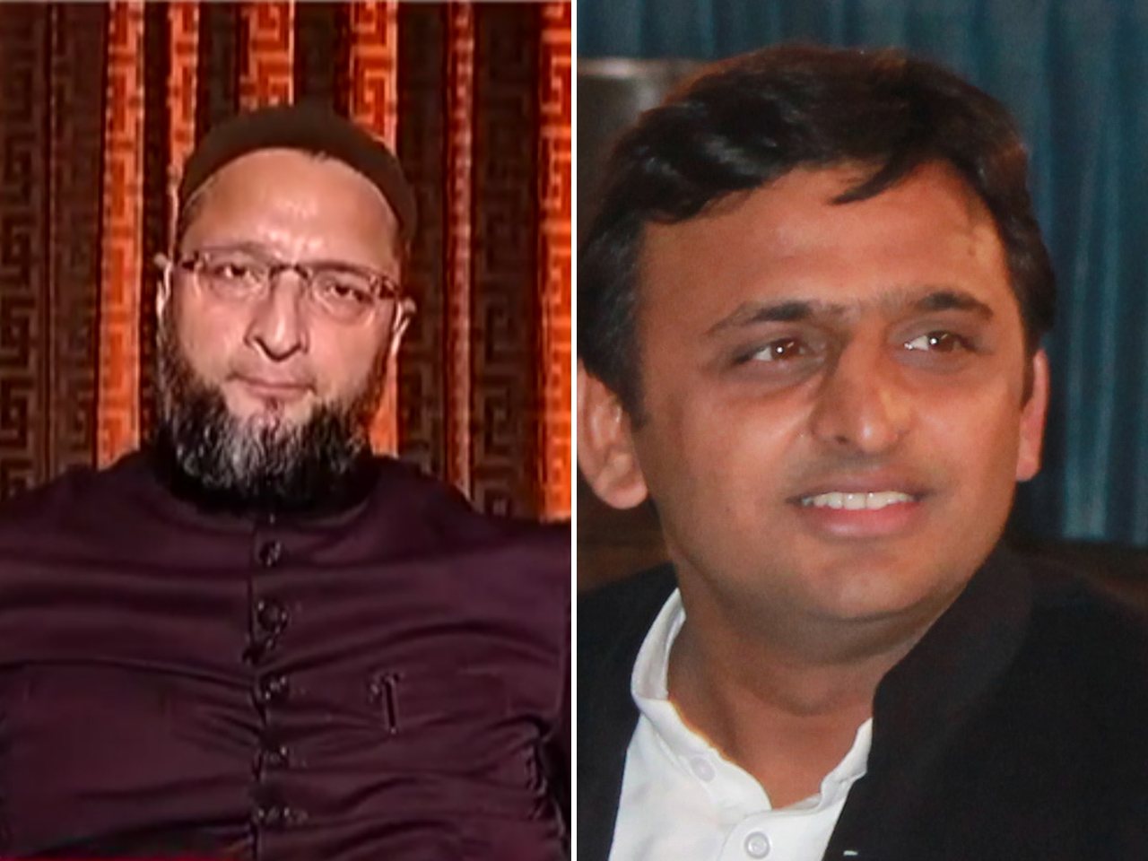 AIMIM chief Asaduddin Owaisi and SP chief Akhilesh Yadav (file photos)