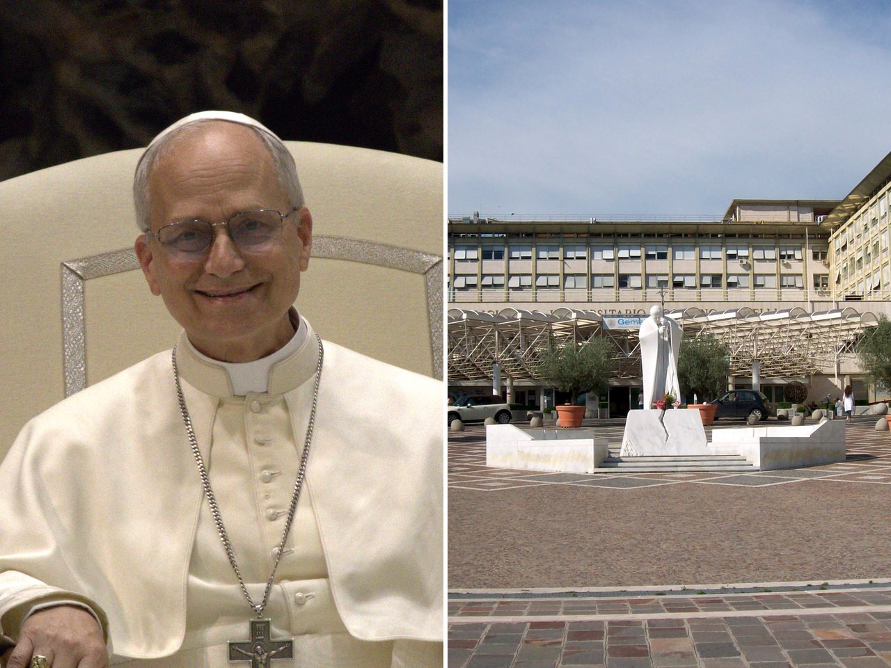 Pope Leo XIV and Gemelli hospital, Rome (file photos)