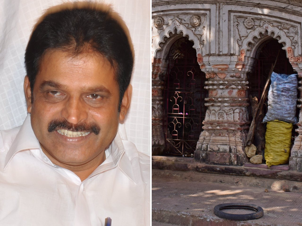 Congress leader K C Venugopal, and an old temple in Chandrakona, Paschim Medinipur (file photos)