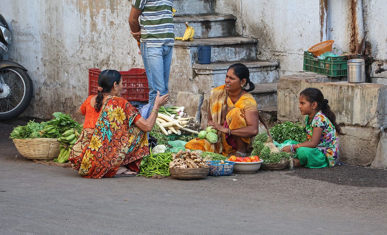 Vegetable sellers at a market in Ahmedabad