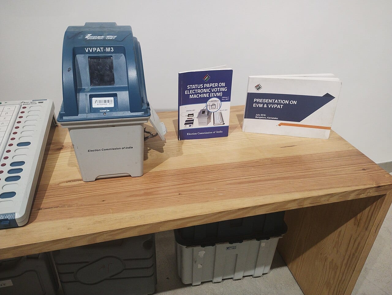 A VVPAT machine on display in Bengaluru